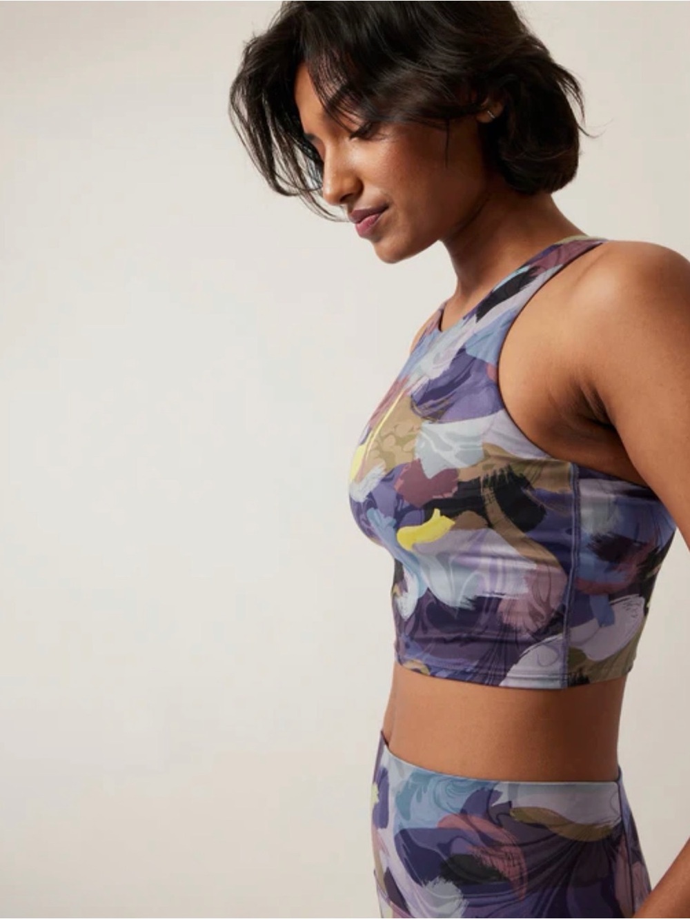 Athleta Conscious Crop Abstract Watercolor Sports Bra M Vivid Stroke EUC - Picture 4 of 10